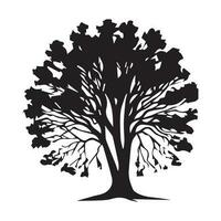 vector árbol silueta, bosque vector silueta, negro y blanco árbol y bosque silueta.