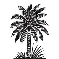 esta es un Coco árbol vector silueta, Coco árbol línea Arte vector negro y blanco.