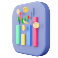 3d renderen van een financieel diagram concept financiën voorraad markt achtergrond transparantie grafiek png