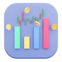 3d Renderização do uma financeiro gráfico conceito finança estoque mercado fundo transparência gráficos png