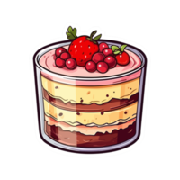 Trifle Cake Dessert Hand Drawn Sticker Sweet And Delicious With Fruit Topping On Top png