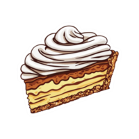 doce delicioso banoffee torta fatia adesivo mão desenhado conceito png