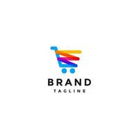 Zigzag Lines Makeup Colorful Shopping Carts Logo Design. Cheerful Shopping Experience With Shopping Cart Colorful Line Symbols Logo Design. vector