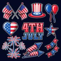 American independence day element collection. 4th of july independence day USA set collection vector