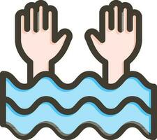 Drowning Vector Thick Line Filled Colors Icon Design