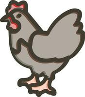 Chicken Vector Thick Line Filled Colors Icon Design