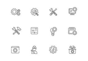Set of setting and set up icons in thin line style isolated on white background vector