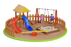 3d ilustración de jugar zona para niños. niños patio de juegos. parque, niños patio de juegos. al aire libre juegos. patio de recreo diapositiva png