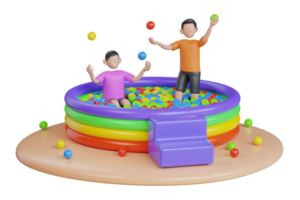 Many Colorful Plastic Balls Falled and Filled Children Pool. plastic balls filled child pool. 3d illustration png