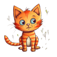 cortar gato acuarela acortar letras, aislado objetos, caprichoso dibujos animados ilustración, ai generativo png