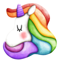 arco iris unicornio acuarela elemento png