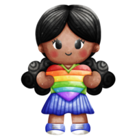 niña participación orgullo corazón acuarela elemento png