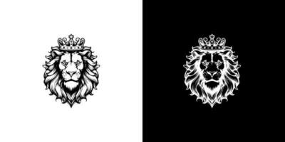 Royal king lion crown symbol. Elegant black Leo animal logotype. Premium luxury brand identity icon. Vector illustration design template.