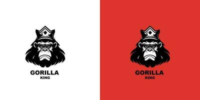 Gorilla vector logo icon design template on red and white background. Logotype mark