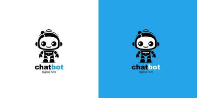 Robot chatbot head icon sign  design vector illustration  on white and blue background. Cute AI bot helper mascot character concept symbol business assistant
