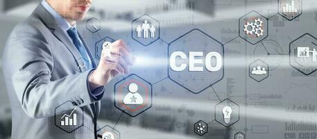 Chief Executive Officer. CEO business concept on virtual screen. photo