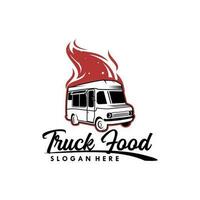 comida camión logo diseño vector