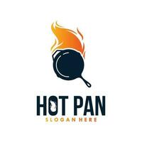 hot pan on fire logo design vector