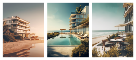 seaside hotel poster template, png