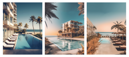 seaside hotel poster template, png