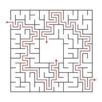 Vector illustration. Abstract maze. Find right way. Isolated simple square mile black line on white background.