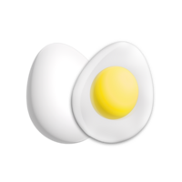 boiled egg cut into half 3d render png