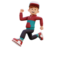 3d male character happy running png