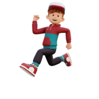 3d masculino personaje contento corriendo png