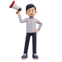 3D Male Character Holding a Megaphone png