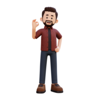 3d male character give ok sign png