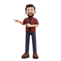 3d Masculin personnage montrer du doigt droite png