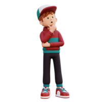 3d masculino personaje pensando png