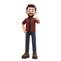 3d masculino personaje dar un pulgar arriba png