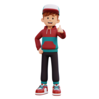 3d male character give a thumb up png