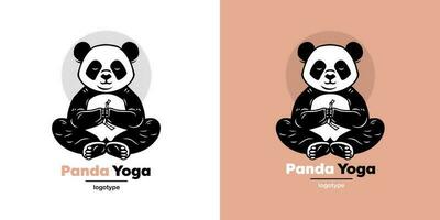 vector logo ilustración panda sencillo mascota de yoga estilo. logotipo marca diseño modelo en blanco y rosado antecedentes