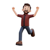 3d male character happy running png