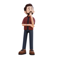 3d male character thinking png