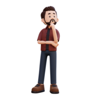 3d masculino personagem pensando png