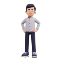 3d masculino personaje sorprendentes actitud con mano en cadera png