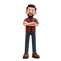 3d masculino personaje brazo cruzado png