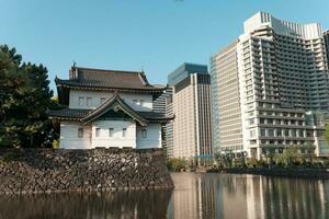 TOKYO, JAPAN - APRIL 9, 2023 Pathway around Imperial palace in Chiyoda district photo