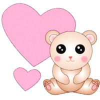 watercolor teddy bear and hearts png