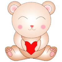 watercolor teddy bear with heart png