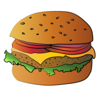 Hamburger isolato cartone animato design su trasparente sfondo, veloce cibo ritaglio sentiero elemento png