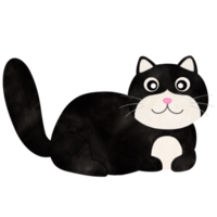 zwart kat aan het liegen waterverf illustratie png