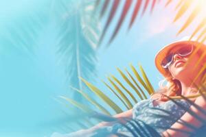 Blue summer time vibes background. Illustration photo