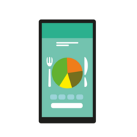 Diet and healthy eating app on smartphone, isolated icon png