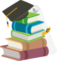 cute graduate students in graduate education with hat and book cartoon png