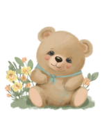 Illustration of cute baby bear, forest wild animal bear, fabulous animal, cartoon bear png