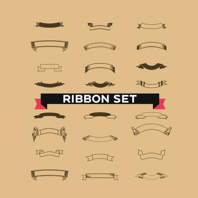 Set of blank vintage ribbons for design and outline Ribbons